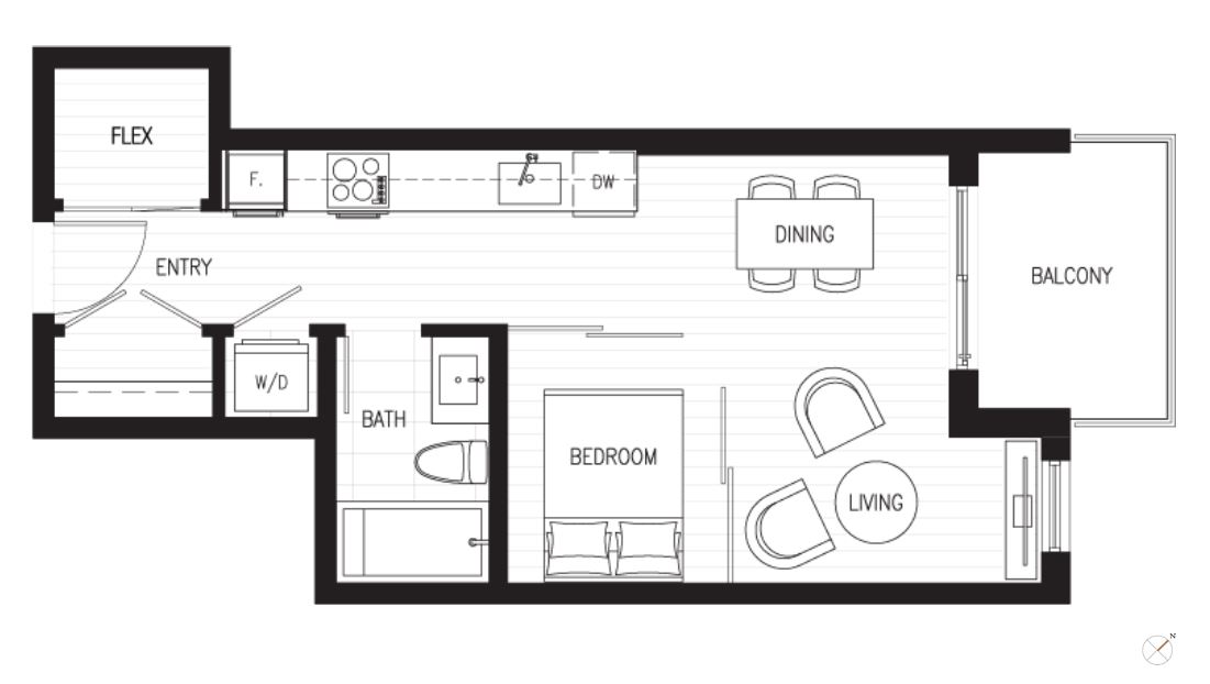 central-1bed-den-floor-plan
